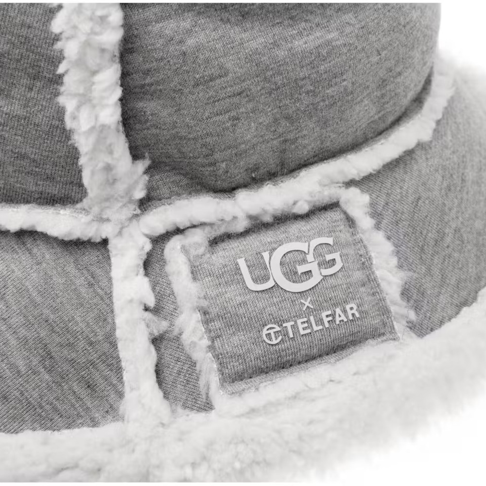 UGG x Telfar Womens Gray and Ivory White Bucket Hat - Picture 11 of 12